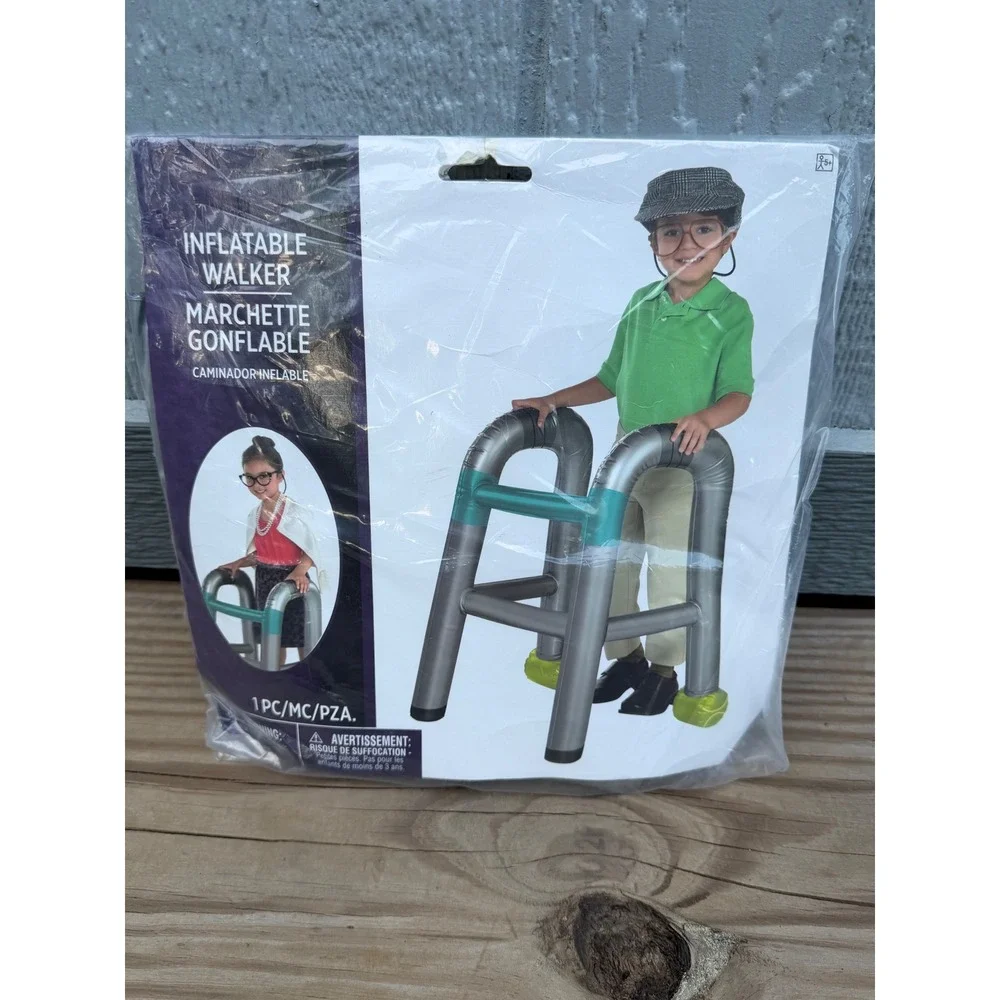 Inflatable Walker Costume Accessory Silver Old Person Prop 100th Day School Kid